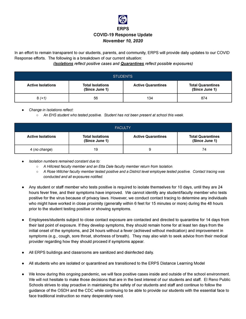 ERPS COVID Status 11-10-20